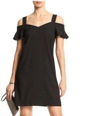 Banana Republic Casual Black Cold-Shoulder Mini Dress:  2P